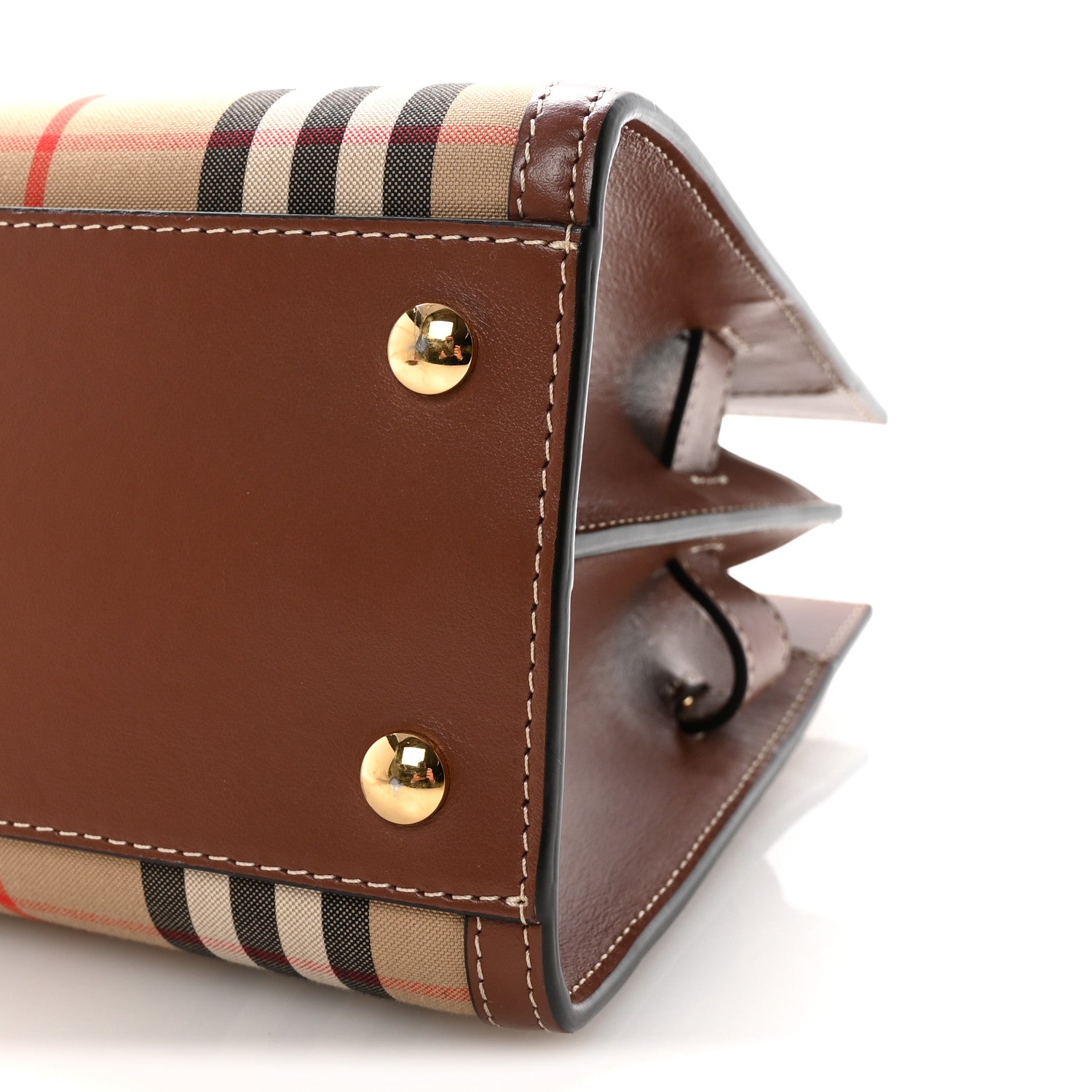 Burberry Calfskin Vintage Check Two Handle Title Bag Archive Beige 9 of 9