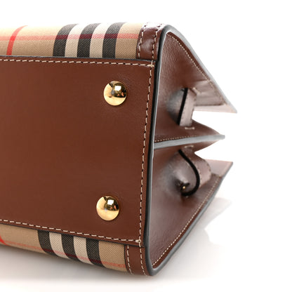 Burberry Calfskin Vintage Check Two Handle Title Bag Archive Beige 9 of 9