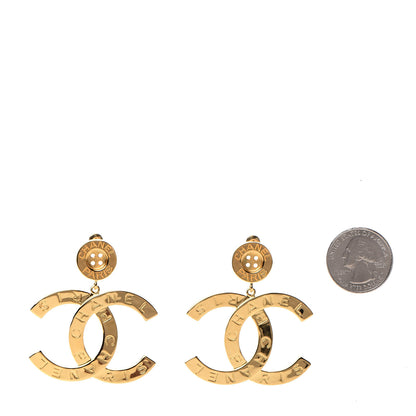 Chanel Metal Large Paris Button Earrings Gold 2 of 5