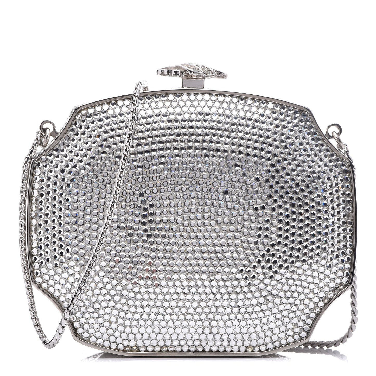 Crystal Minaudiere Clutch Silver