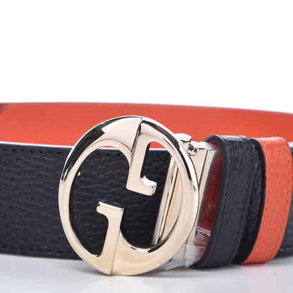 Gucci Calfskin 1973 Reversible Belt 85 34 Orange Black 4 of 7