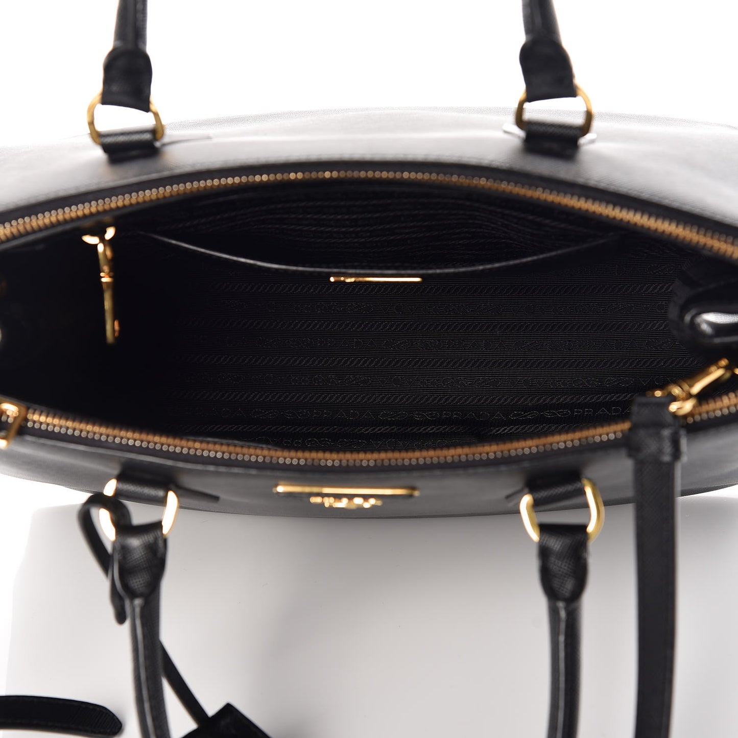 Saffiano Medium Galleria Double Zip Tote Black