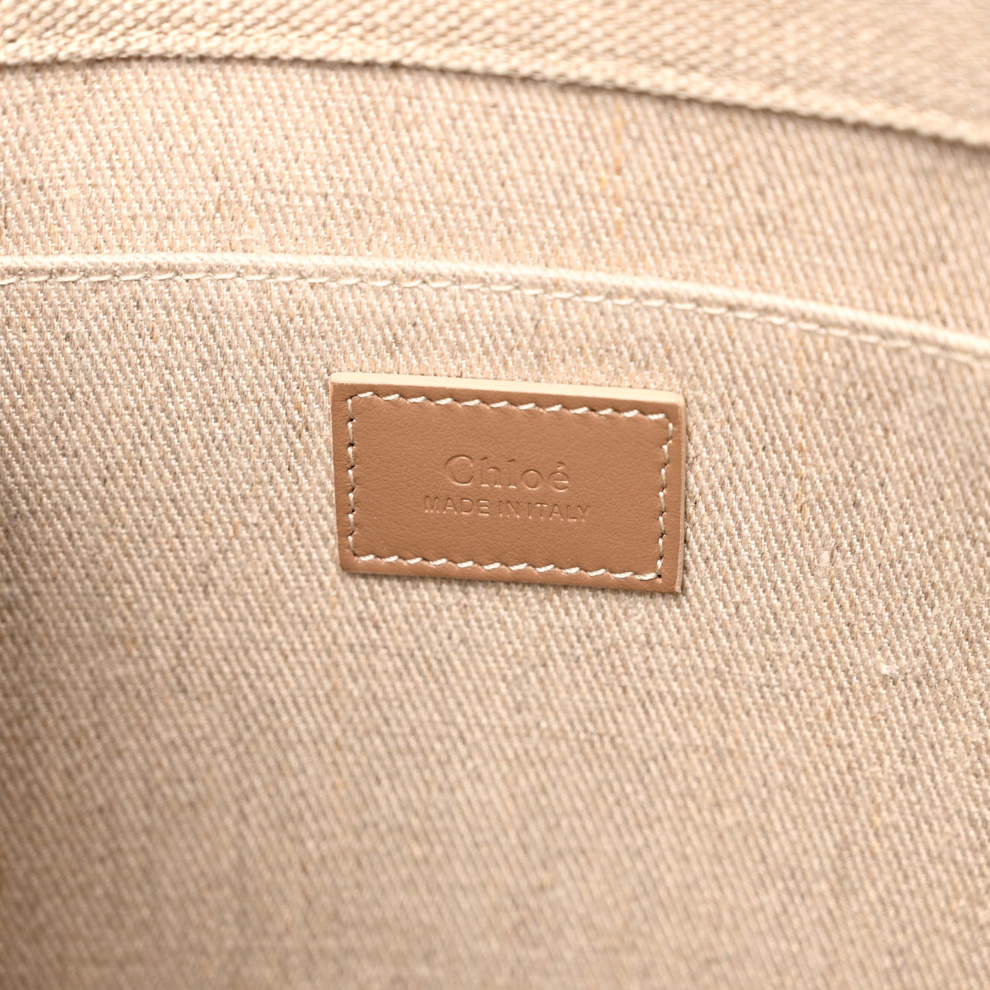 Linen Calfskin Medium Woody Ribbon Tote Blushy Beige