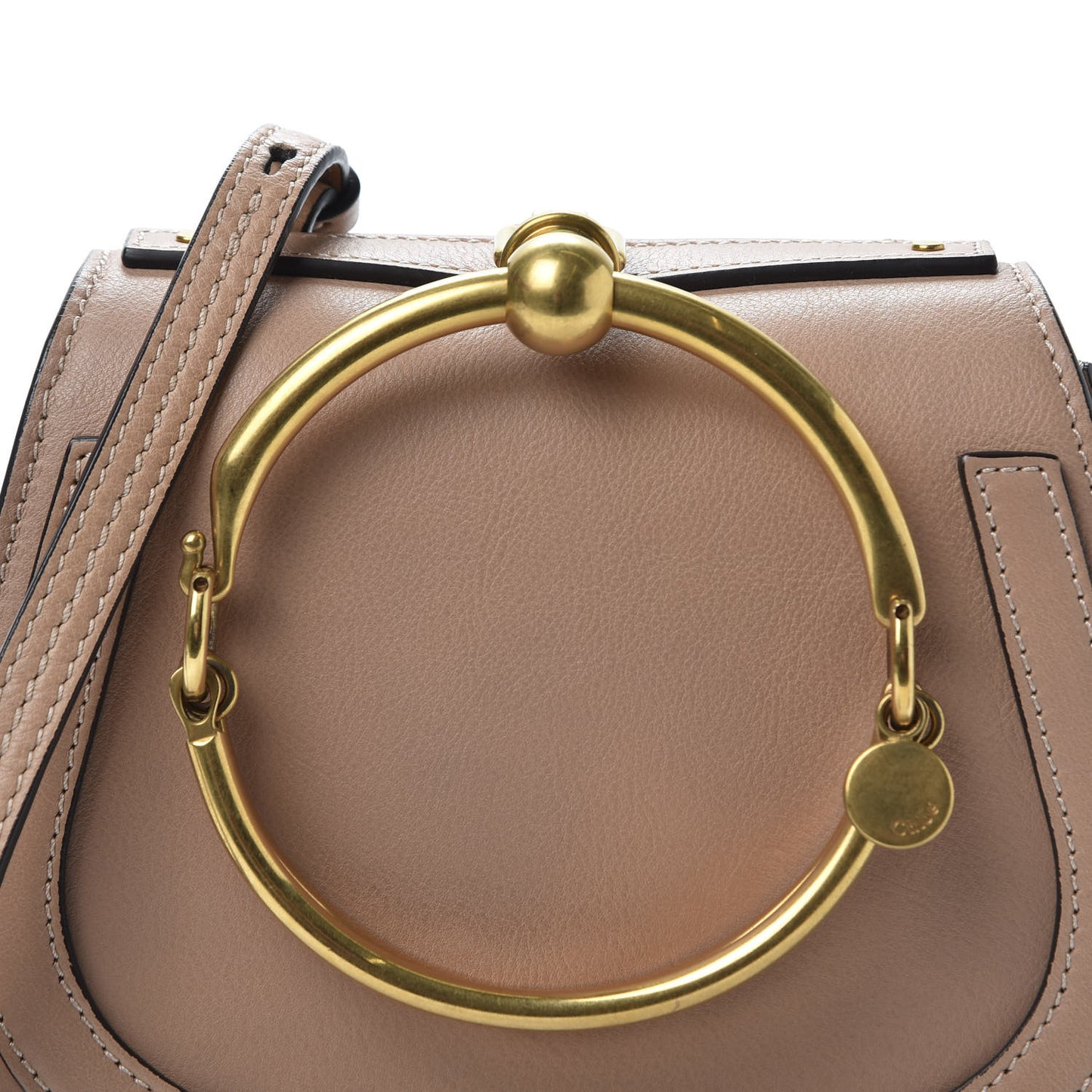Calfskin Suede Small Nile Bracelet Bag Biscotti Beige