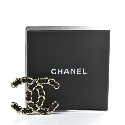 Chanel Lambskin Chain CC Brooch Black Gold 5 of 5