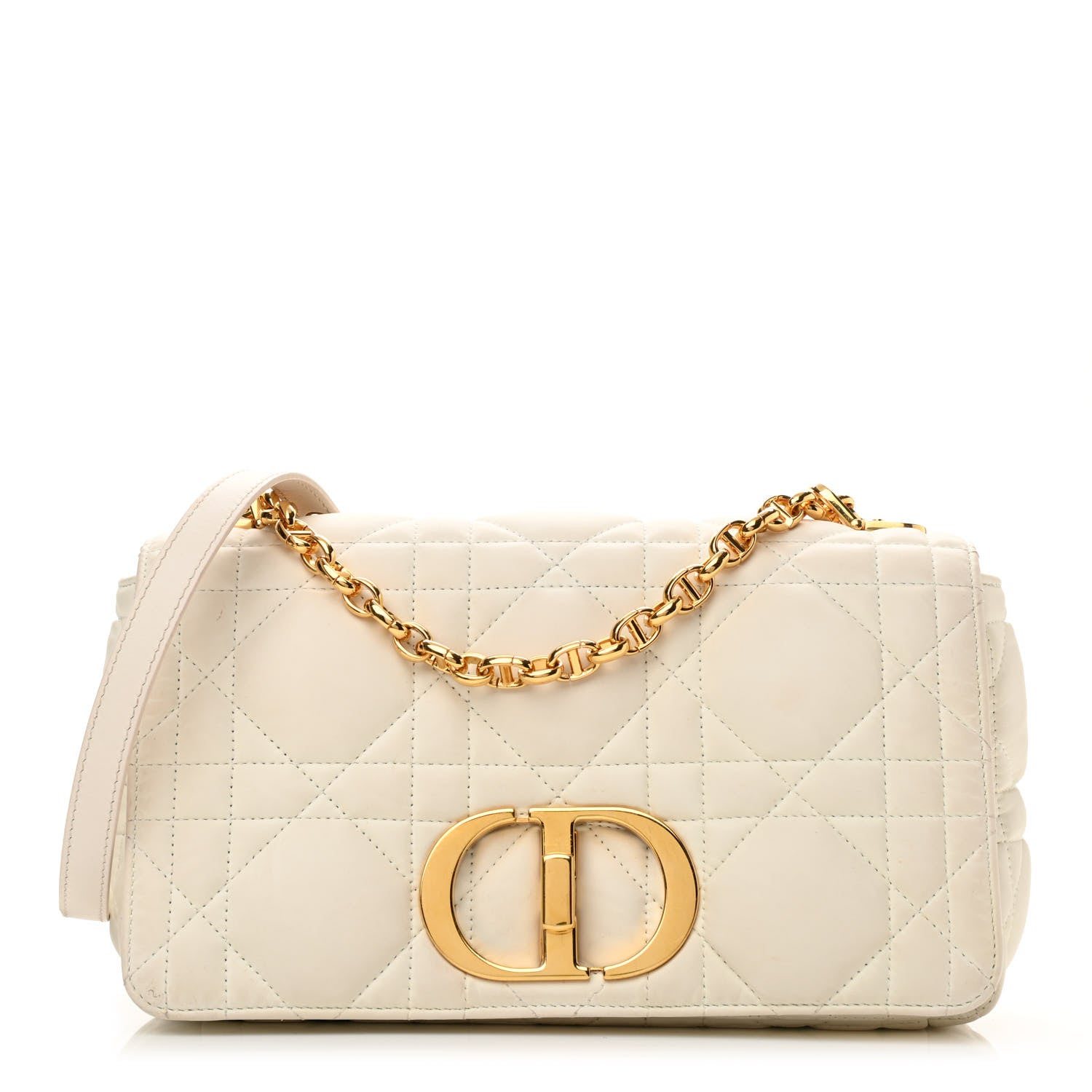 Christian Dior Calfskin Macrocannage Medium Caro Bag White 1 of 9