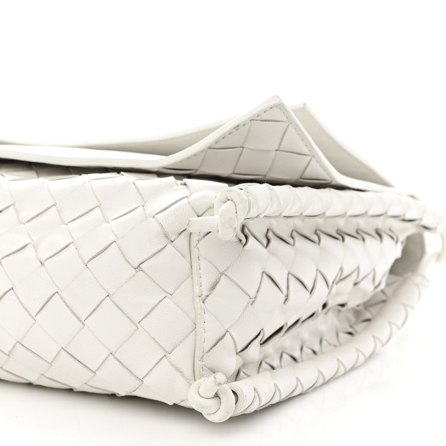 Nappa Intrecciato Medium Knot Flap Crossbody White
