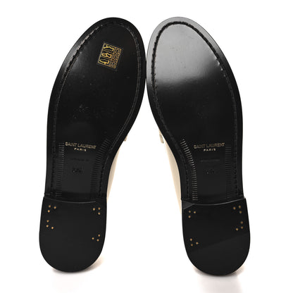 Saint Laurent Calfskin Penny Loafers 37.5 Pearl 5 of 10