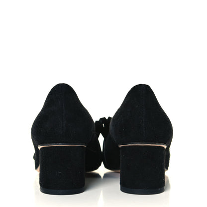 Gucci Kid Scamosciato GG Marmont Fringe 50mm Loafer Pumps 37.5 Black 5 of 12