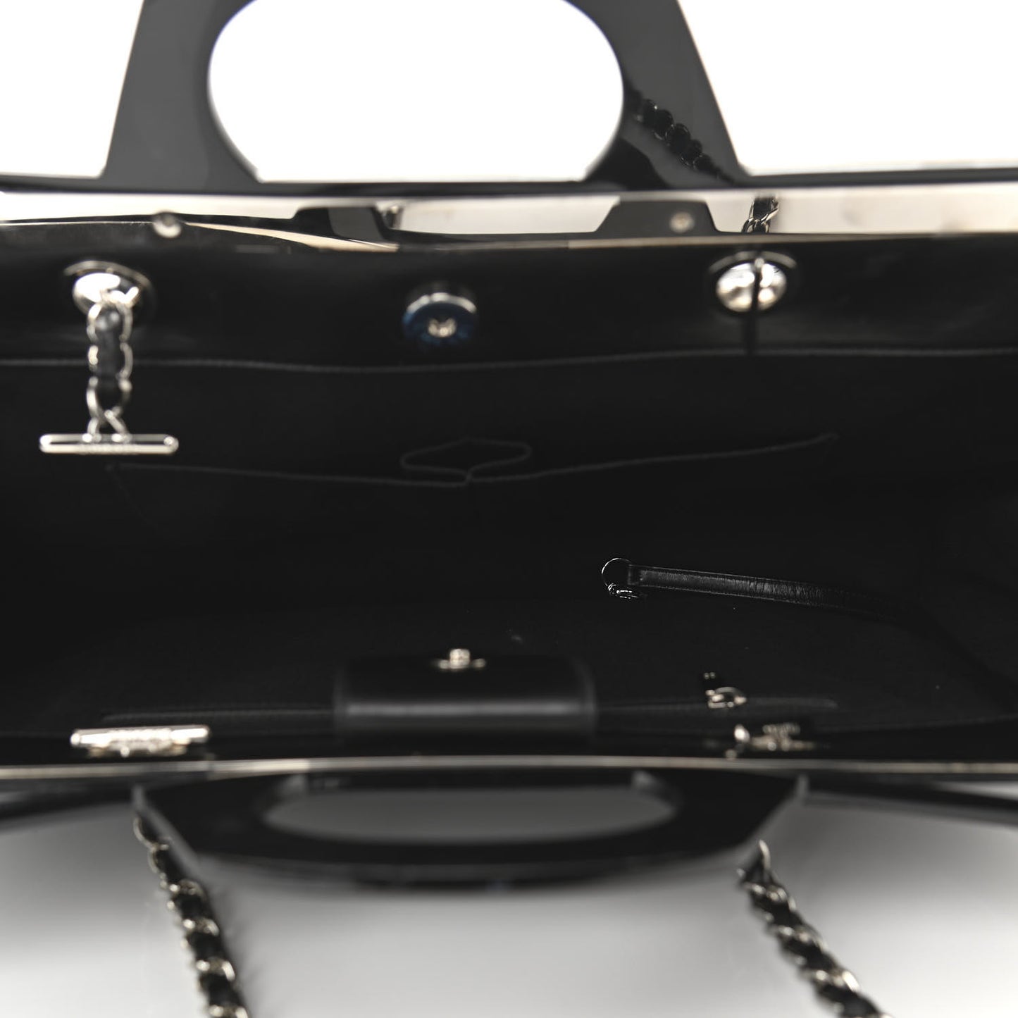 Glazed Calfskin Quilted Large CC Delivery Tote Black