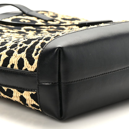 Saint Laurent Raffia Calfskin Leopard Print Toy Shopping Tote Natural Black 8 of 9