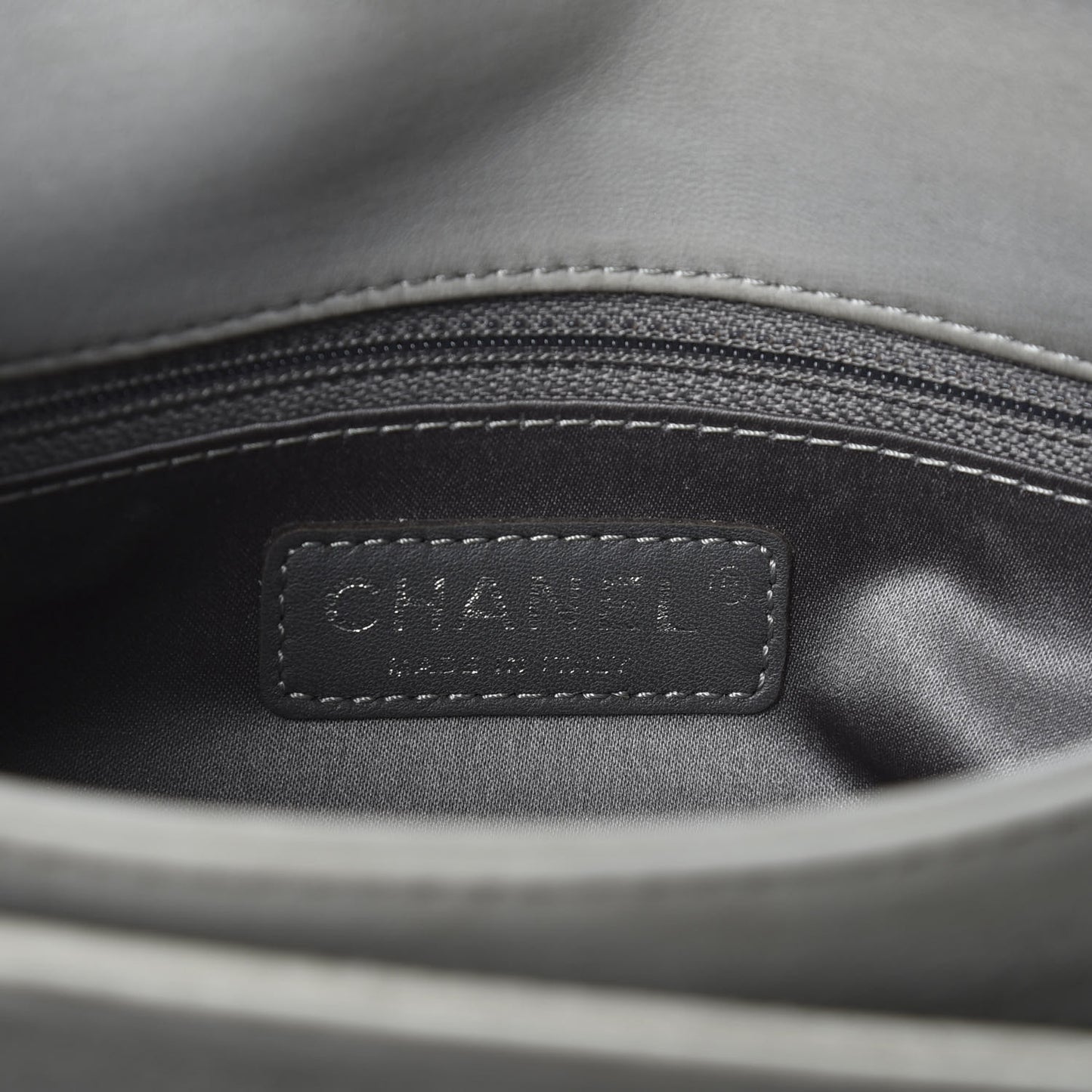 Lambskin Quilted Large 3 Flap Grey
