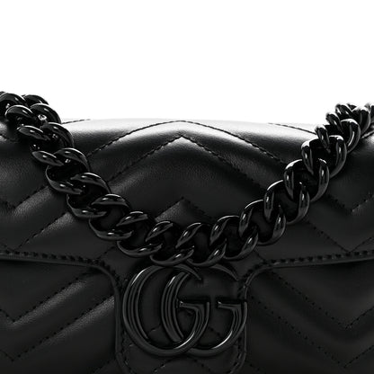 Gucci Calfskin Matelasse Monochrome GG Marmont Chain Belt Bag Black 8 of 12