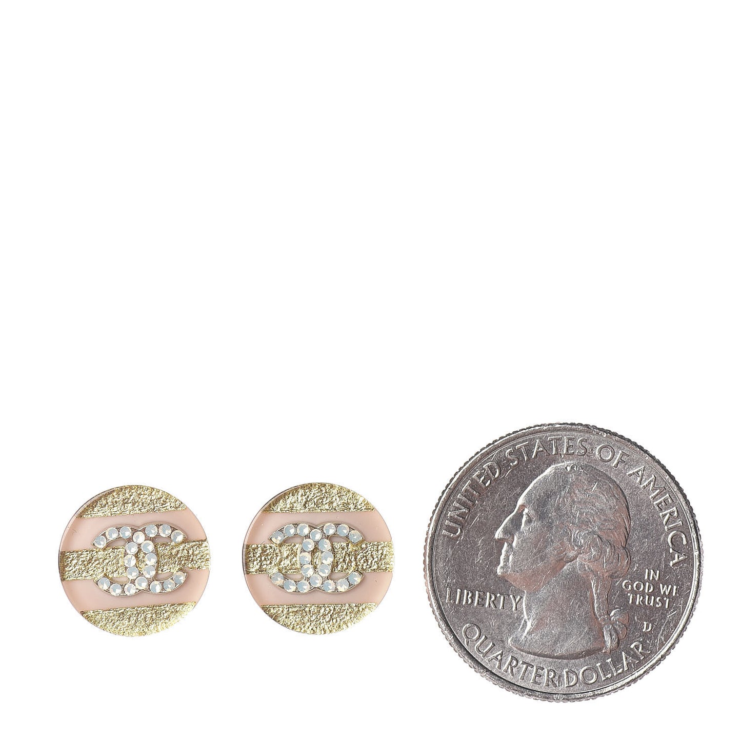 Resin Crystal Striped CC Earrings Pink Gold
