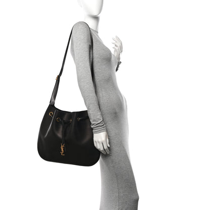 Saint Laurent Smooth Calfskin Paris VII Large Flat Hobo Black 2 of 11