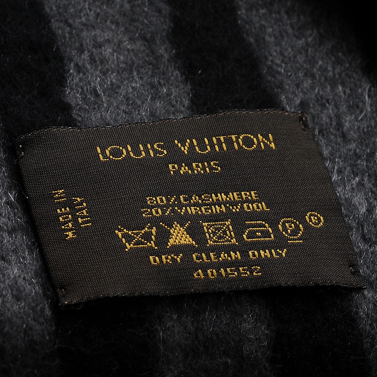 Louis Vuitton Cashmere Wool Stripe Muffler Scarf Black Gray 4 of 4