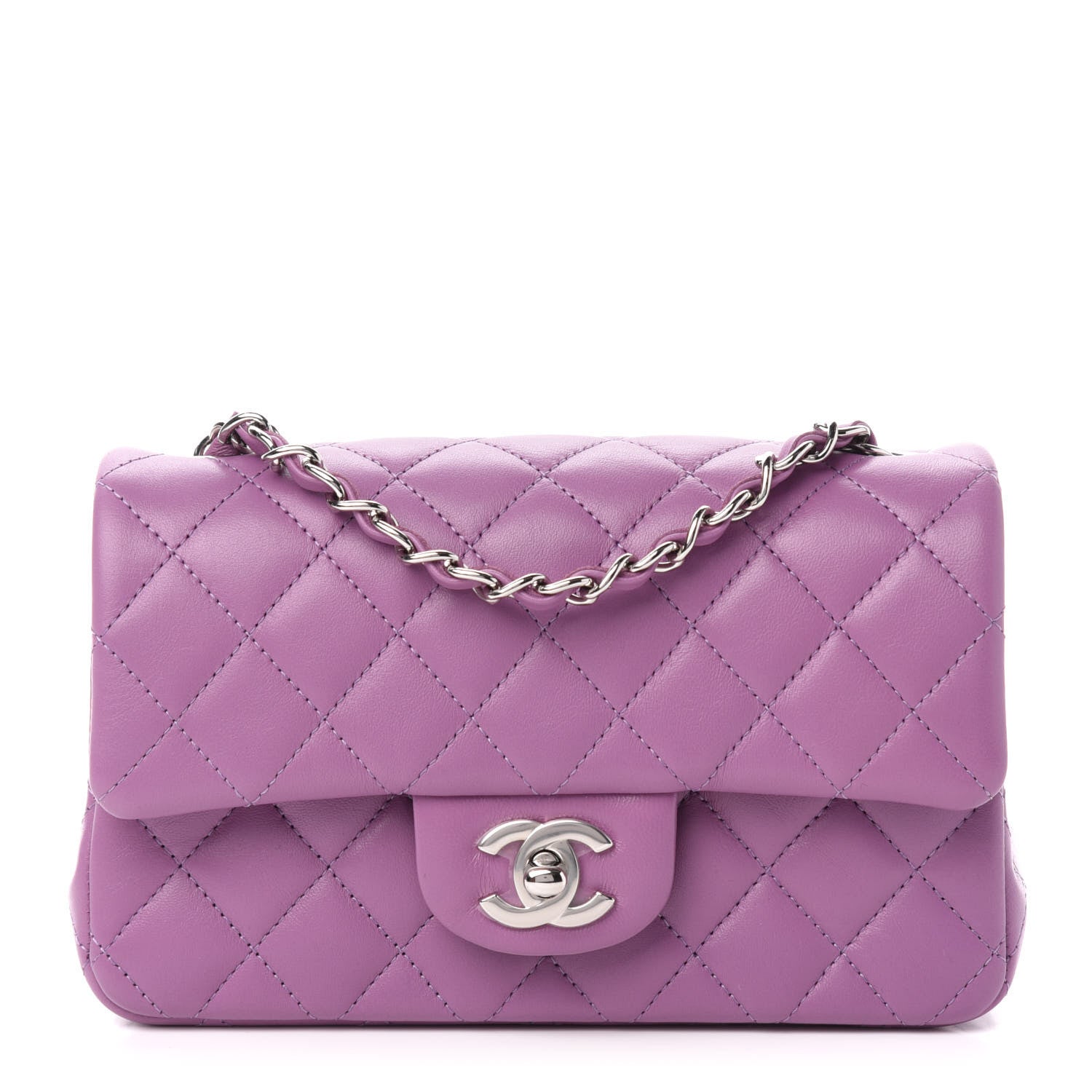 Chanel Lambskin Quilted Mini Rectangular Flap Purple 1 of 11