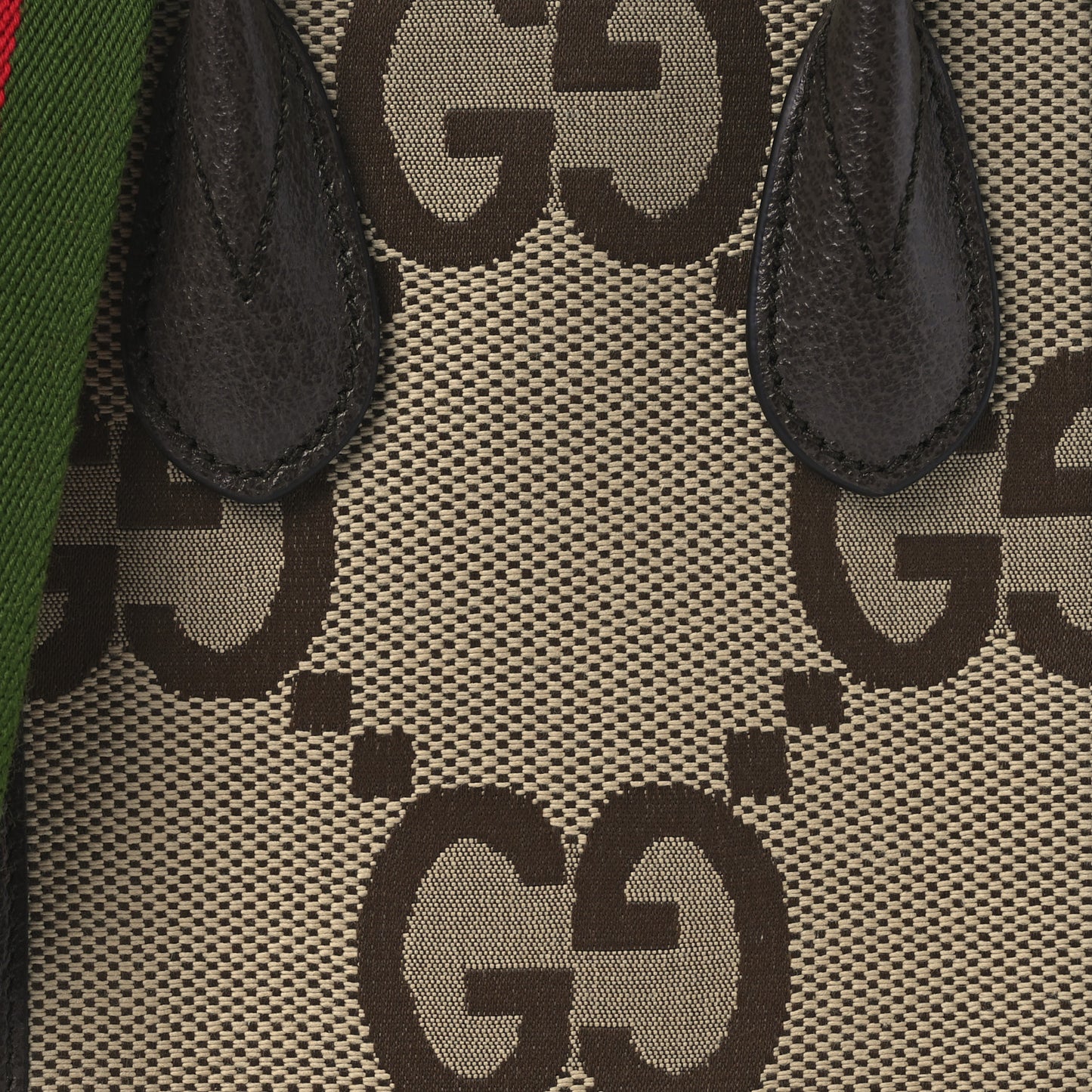 Monogram Jumbo GG Textured Dollar Calfskin Web Mini Vertical Tote Camel Ebony New Acero