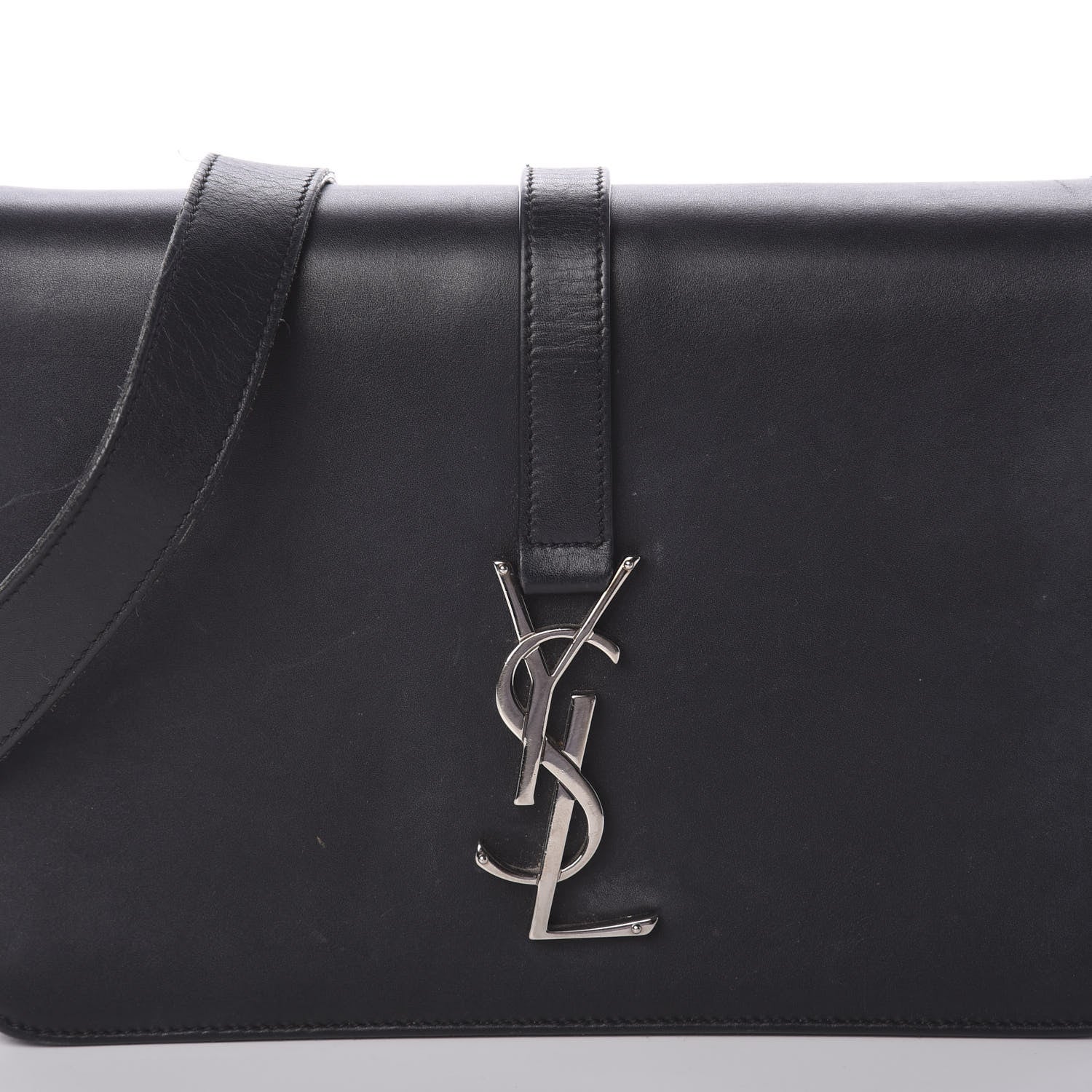 Saint Laurent Smooth Calfskin Medium Classic Monogram Universite Bag Black 7 of 9