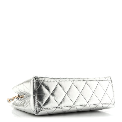 Chanel Metallic Aged Calfskin Quilted Nano Kelly Shopper Silvery 4 of 14