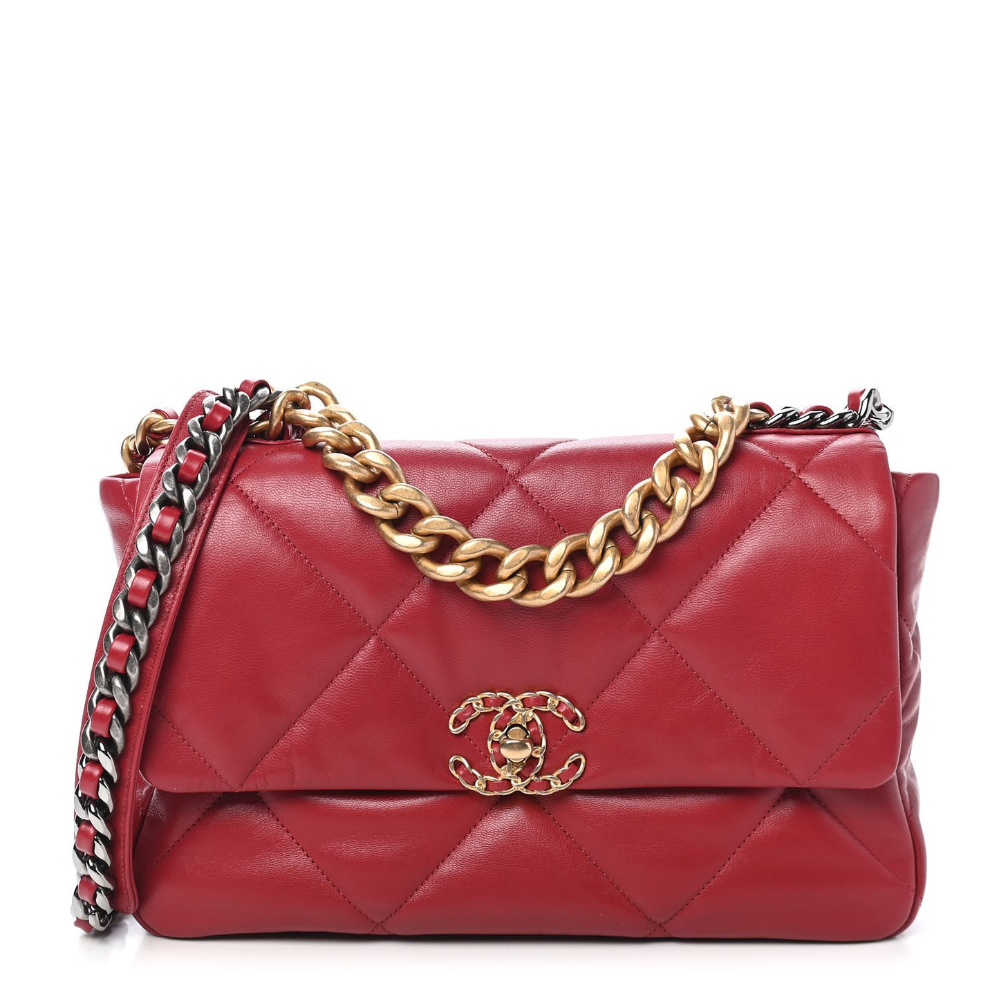 Goatskin Quilted Large Chanel 19 Flap Red