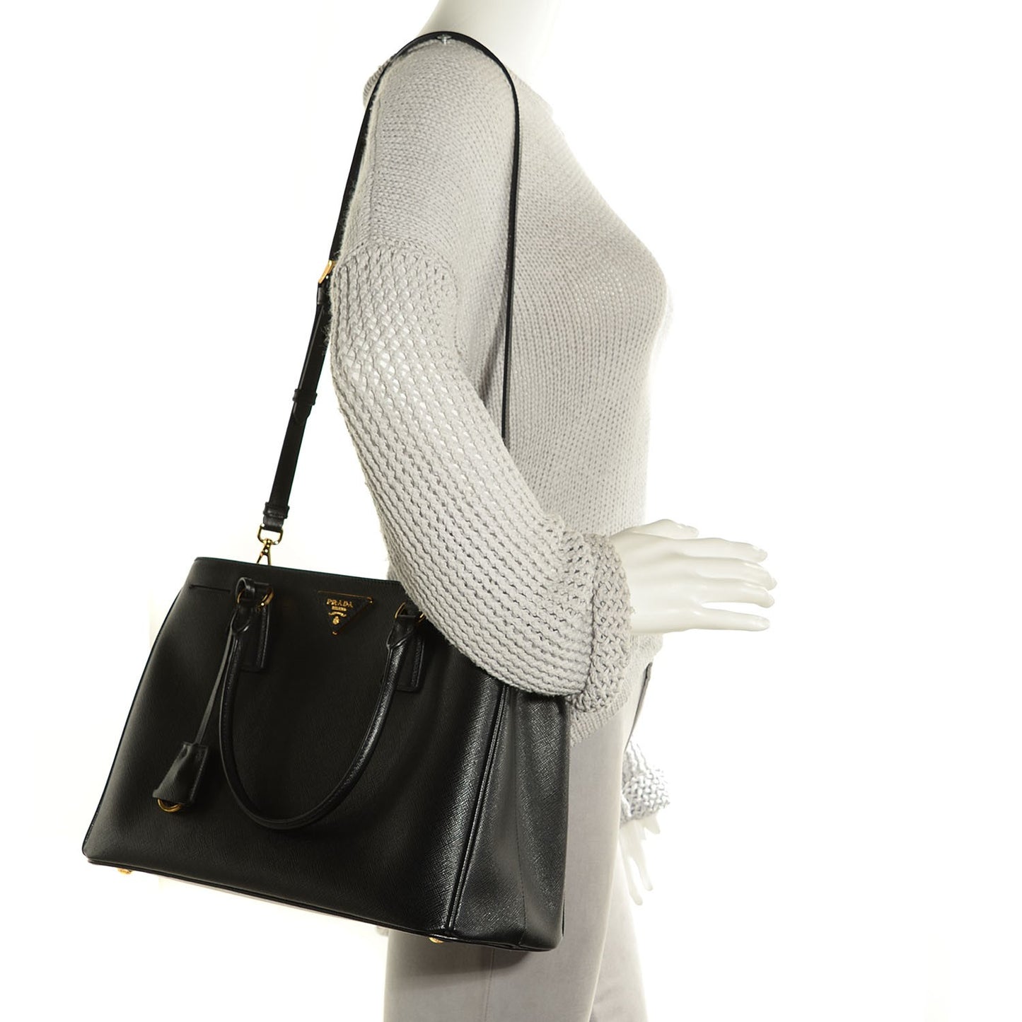 Saffiano Lux Medium Tote Nero Black