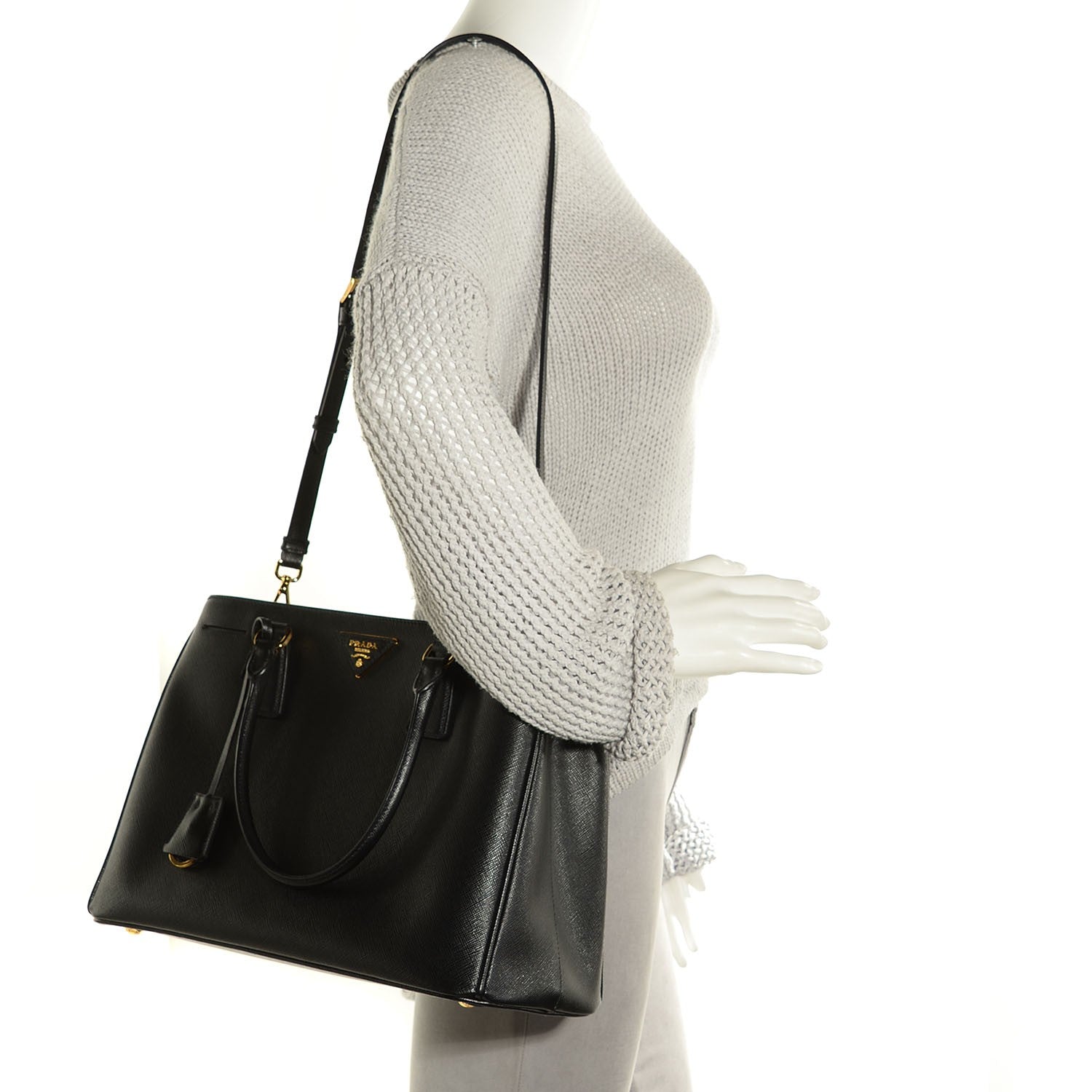 Prada Saffiano Lux Medium Tote Nero Black 2 of 11