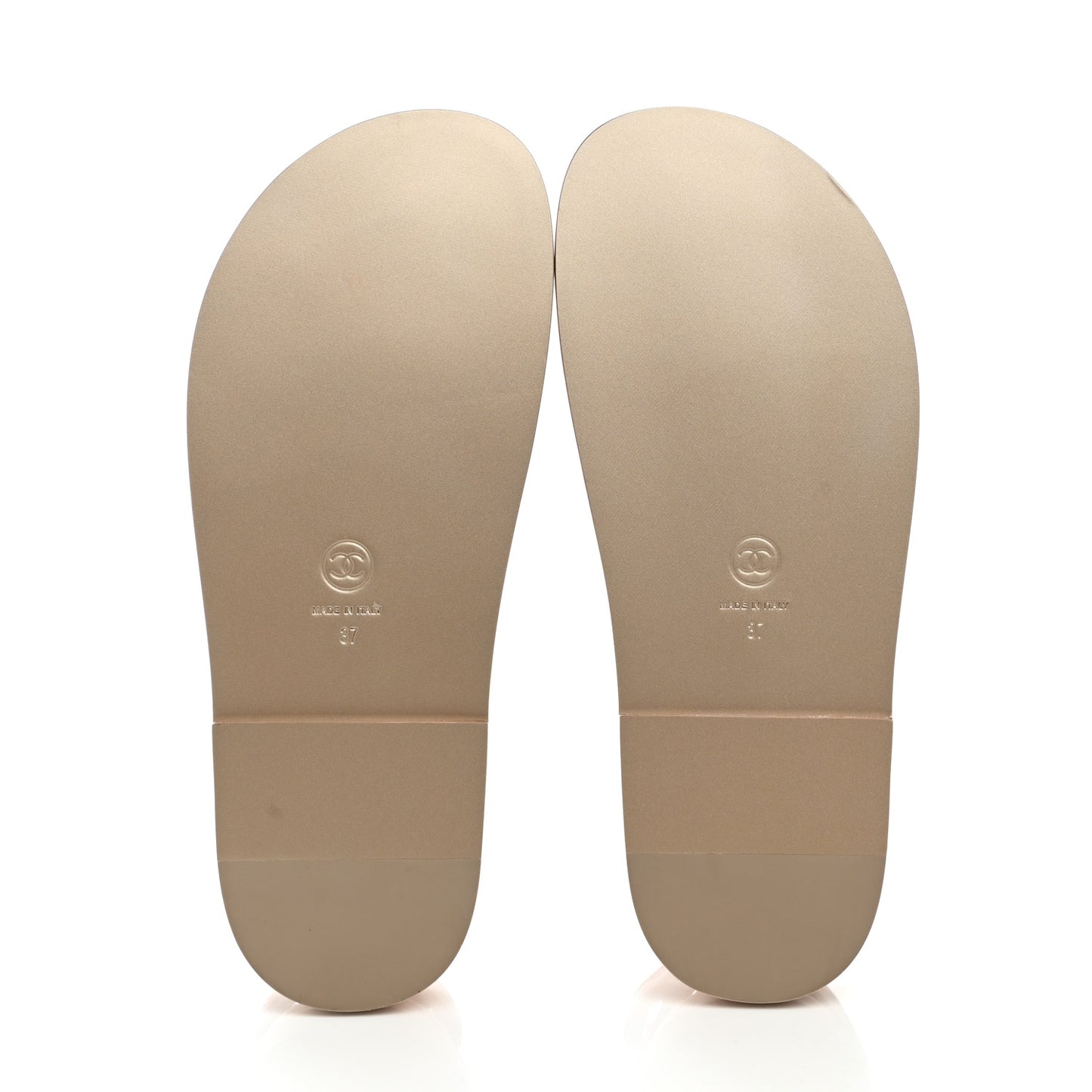 Iridescent Lambskin Quilted CC Dad Sandals 37 Light Bronze