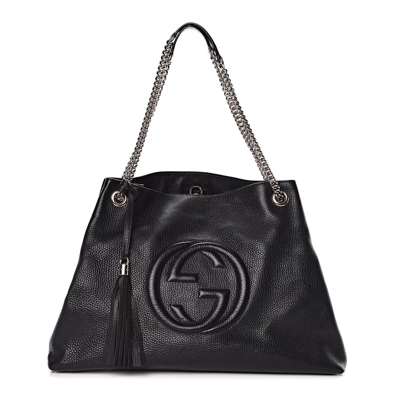 Gucci Pebbled Calfskin Large Soho Chain Shoulder Bag Black 1 of 10