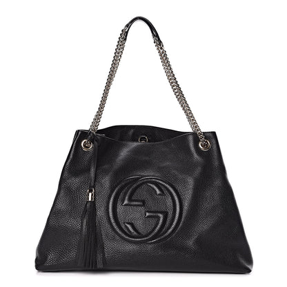 Gucci Pebbled Calfskin Large Soho Chain Shoulder Bag Black 1 of 10