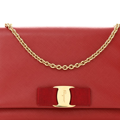Salvatore Ferragamo Hammered Calfskin Mini Miss Vara Bow Chain Bag Rosso 7 of 11