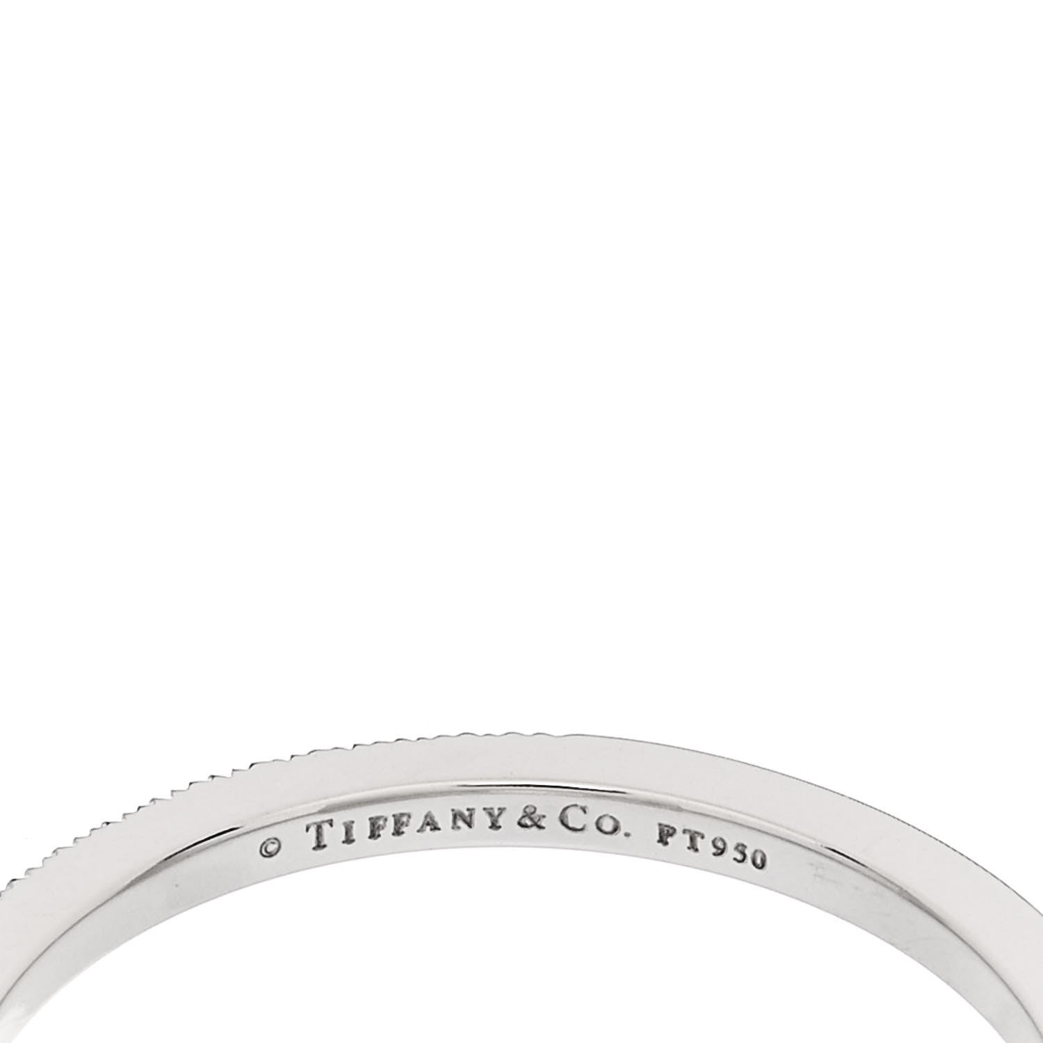 Tiffany Platinum Diamond Lucida Half Circle Wedding Band Ring 53 6.5 4 of 4