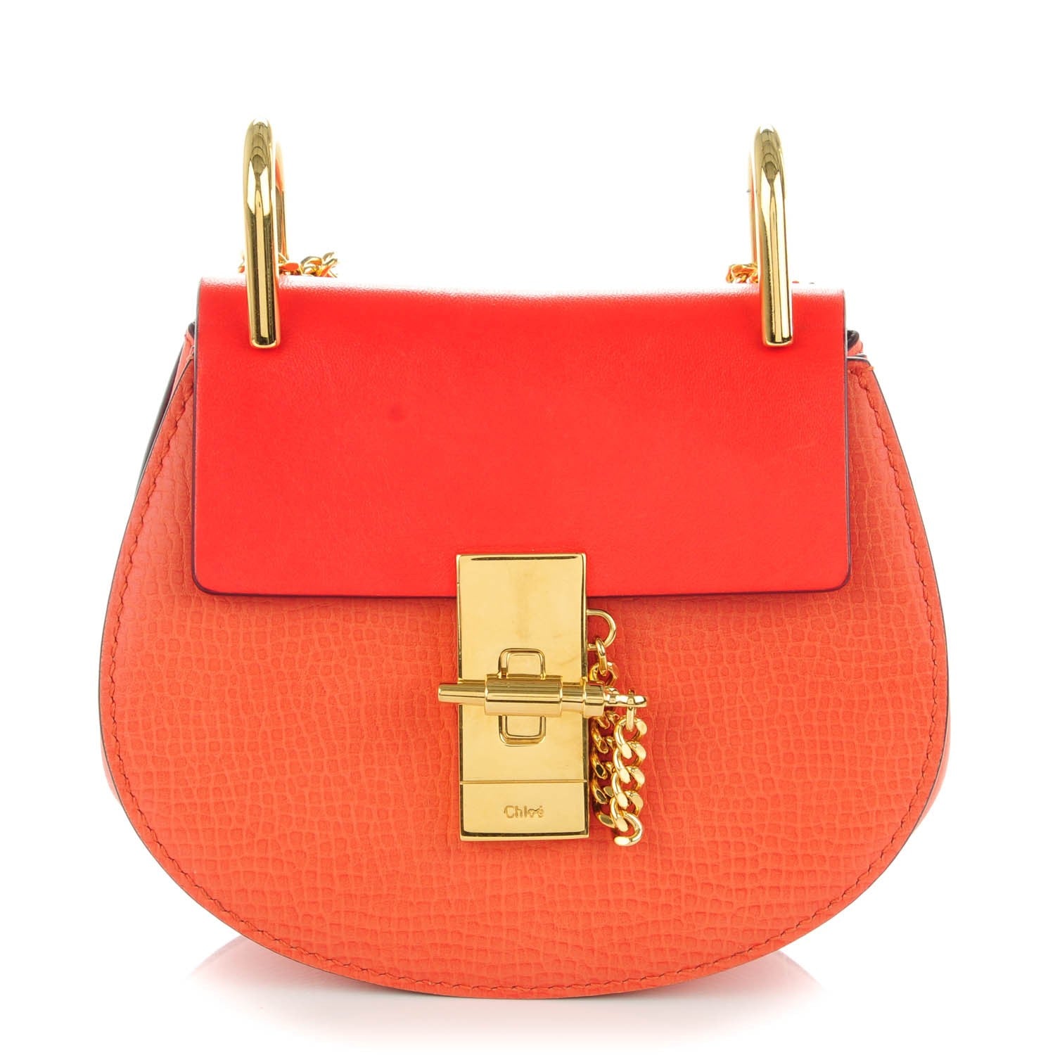 Chloe Grained Lambskin Mini Drew Shoulder Bag Plaid Red 1 of 6