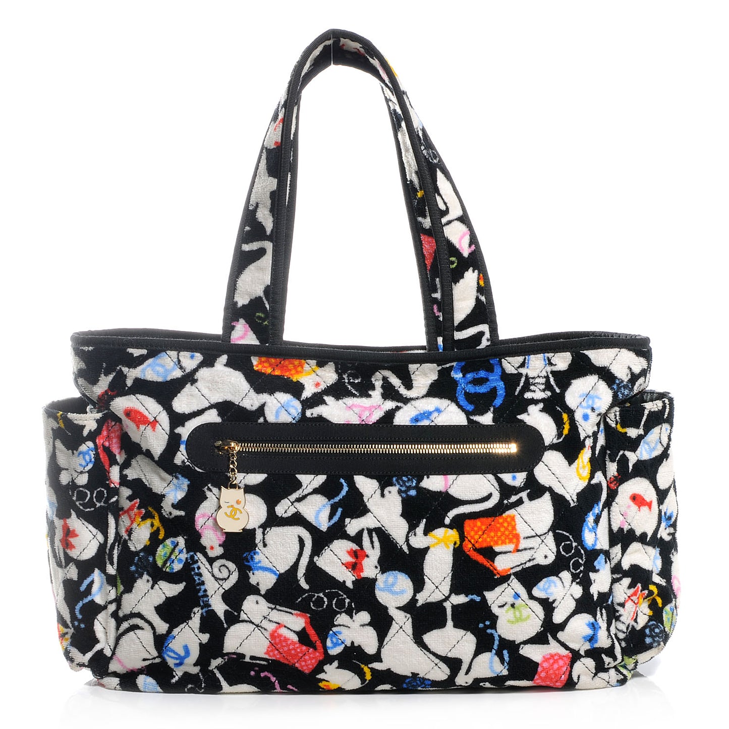 Terry Cotton Baby Animals Diaper Bag Black