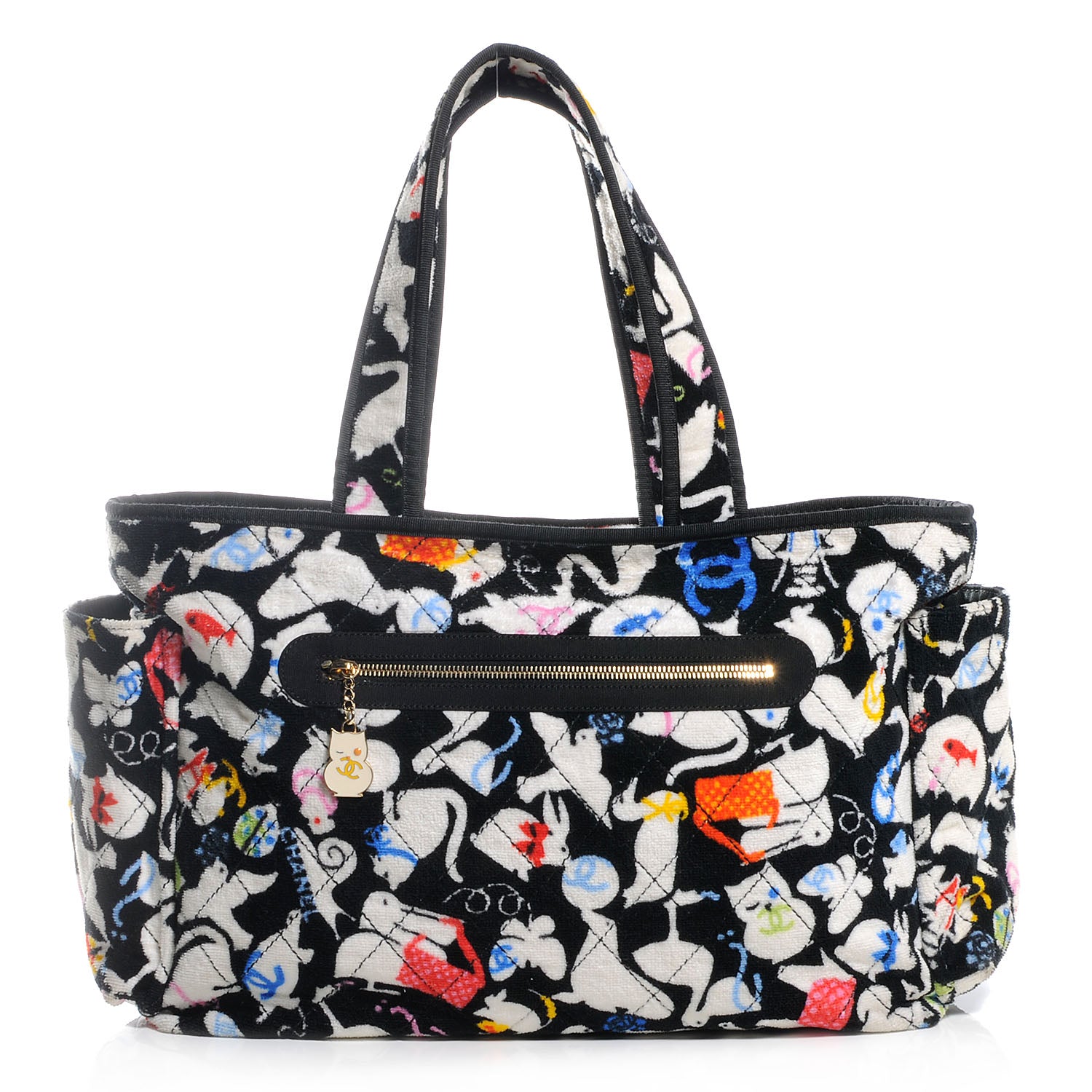 Chanel Terry Cotton Baby Animals Diaper Bag Black 1 of 8