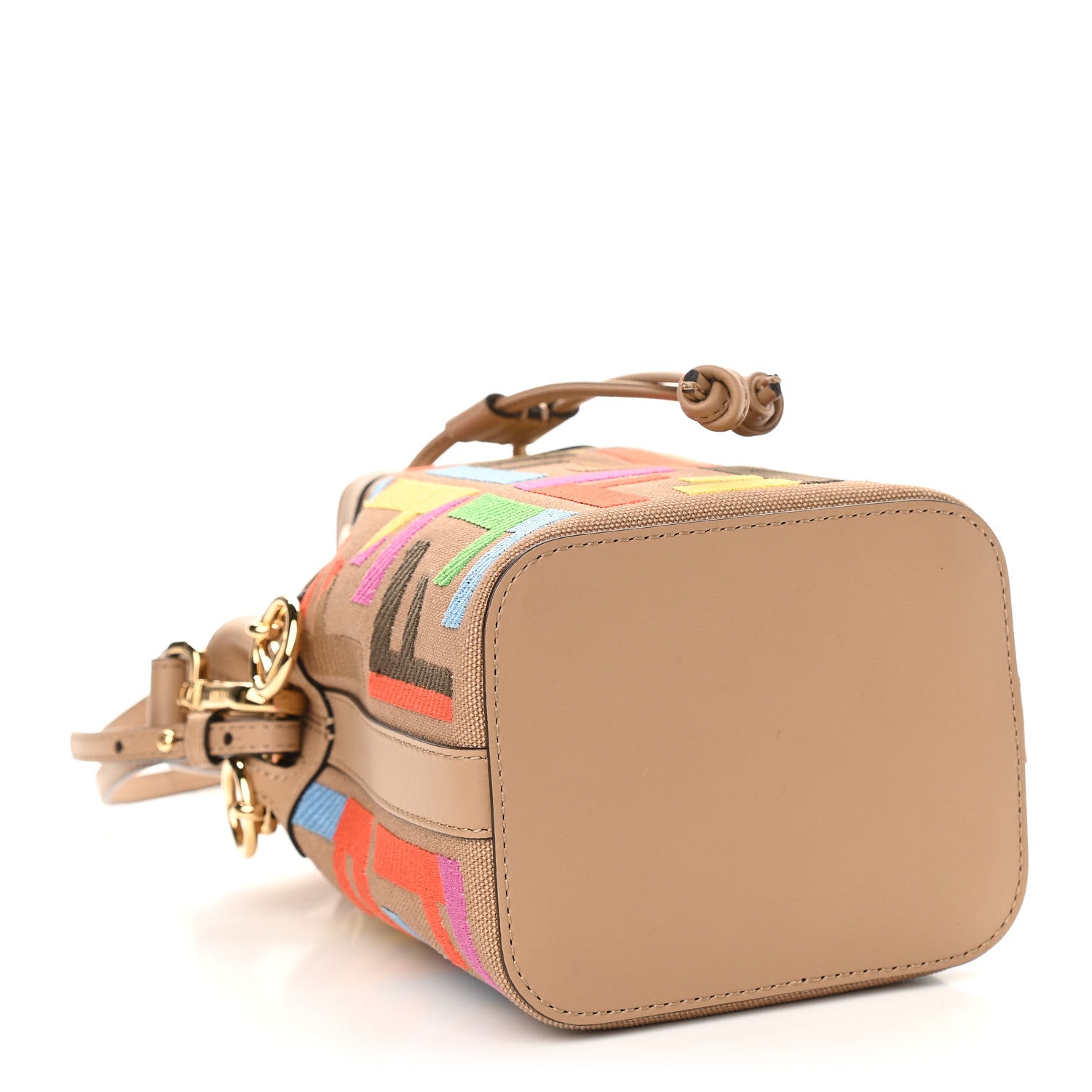 Fendi Canvas Vitello King F is Fendi FF Multicolor Embroidered Mini Mon Tresor Bucket Bag Multicolor Cuoio 4 of 11