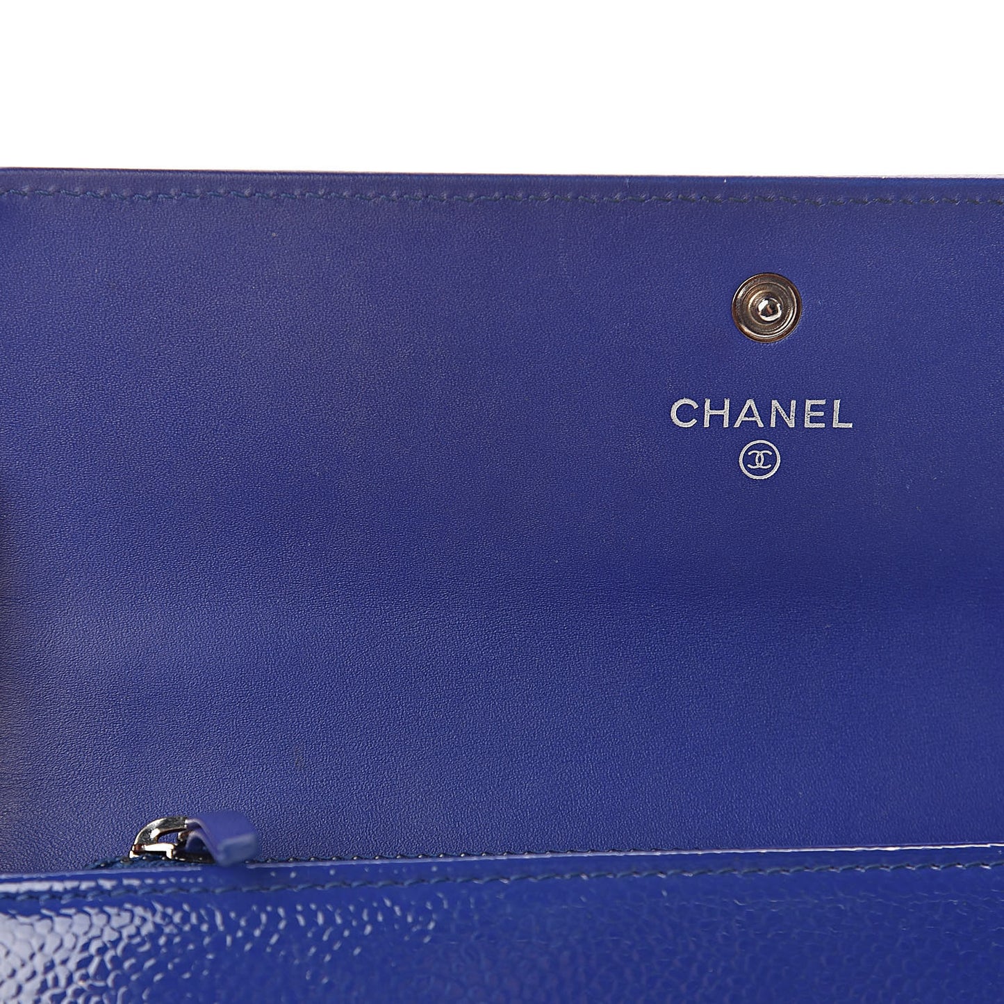 Patent Caviar Timeless CC Large Gusset Flap Wallet Blue