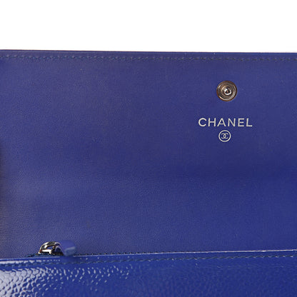 Chanel Patent Caviar Timeless CC Large Gusset Flap Wallet Blue 6 of 12