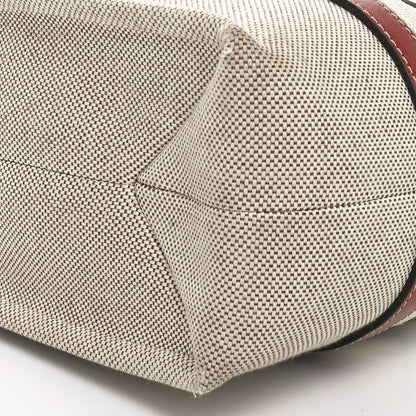 Chloe Linen Calfskin Medium Woody Ribbon Tote White Brown 8 of 9
