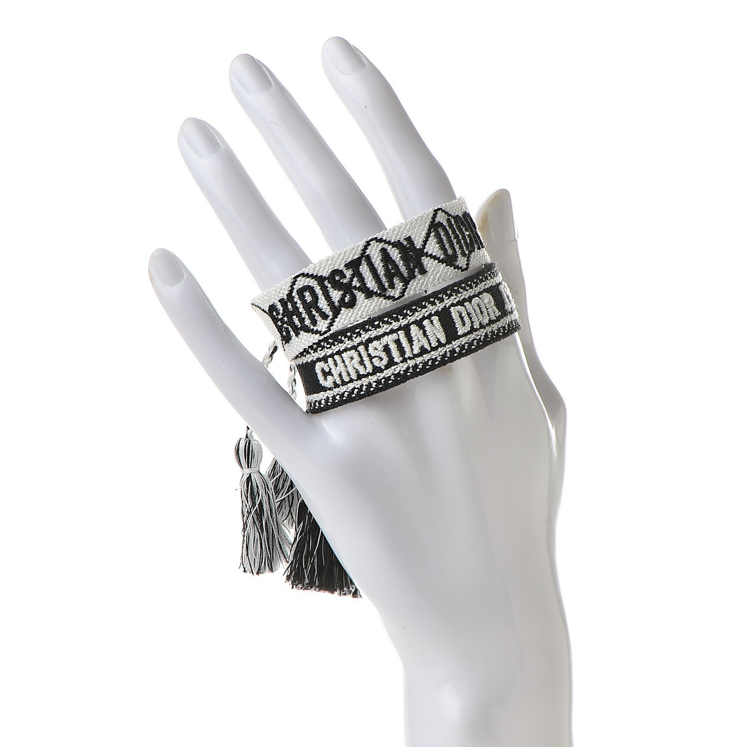 Christian Dior Woven Cotton J'Adior Friendship Bracelet Set Black White 2 of 4
