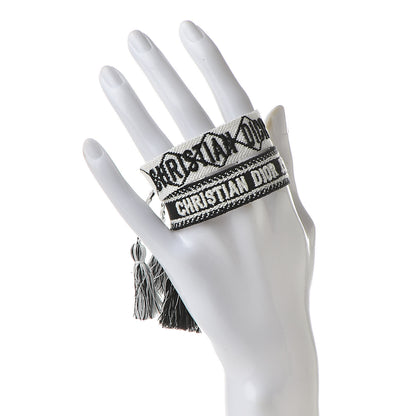 Christian Dior Woven Cotton J'Adior Friendship Bracelet Set Black White 2 of 4