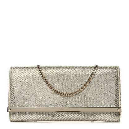 Jimmy Choo Glitter Fabric Milla Chain Wallet Champagne 1 of 9