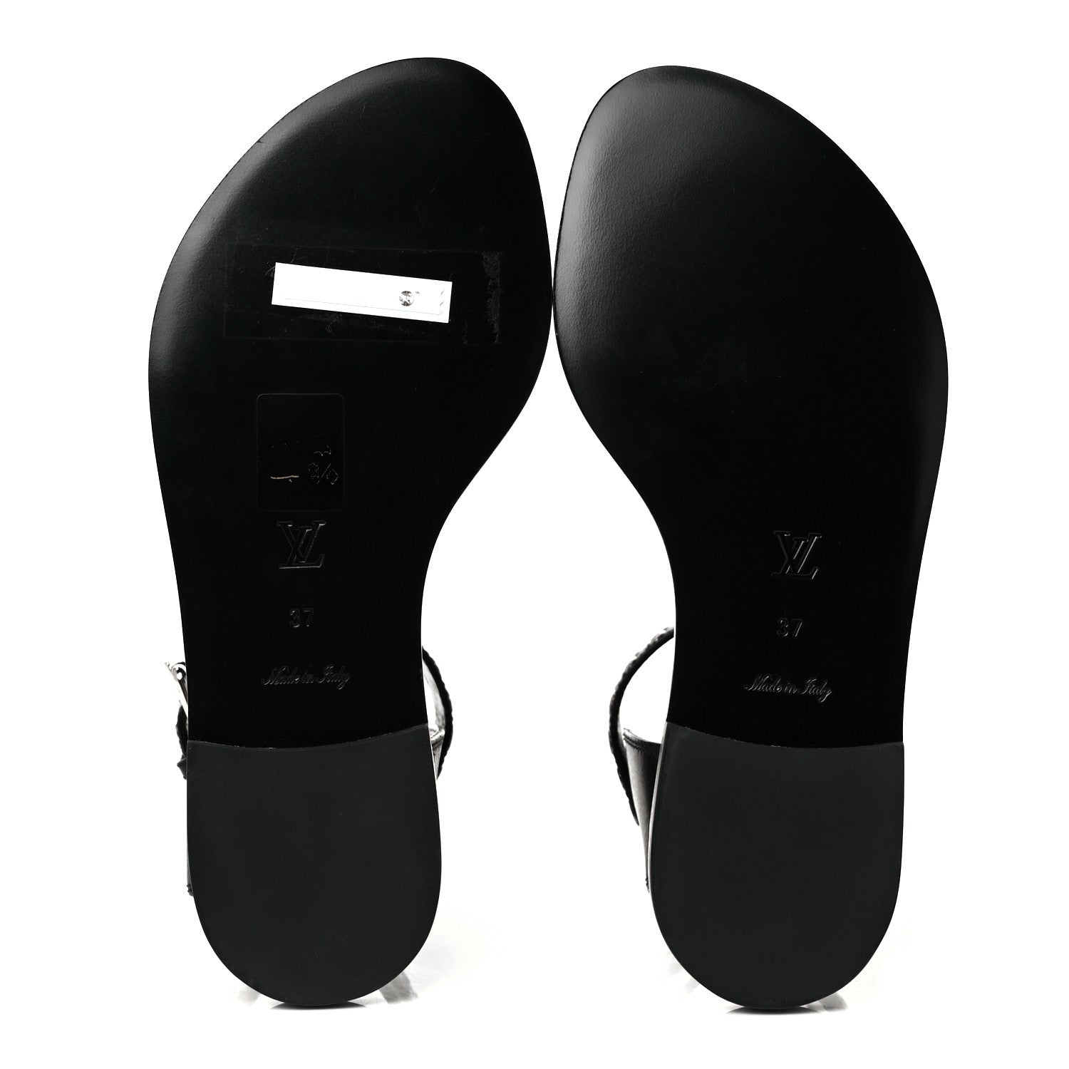 Louis Vuitton Calfskin Monogram Passenger Flat Sandals 37 Black 9 of 14