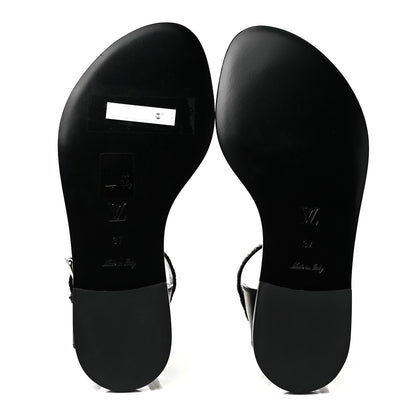 Louis Vuitton Calfskin Monogram Passenger Flat Sandals 37 Black 9 of 14