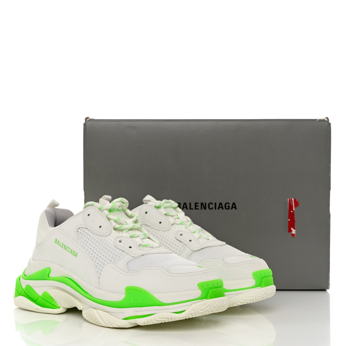 Fabric Mesh Mens Triple S Sneakers 45 White Fluo Green
