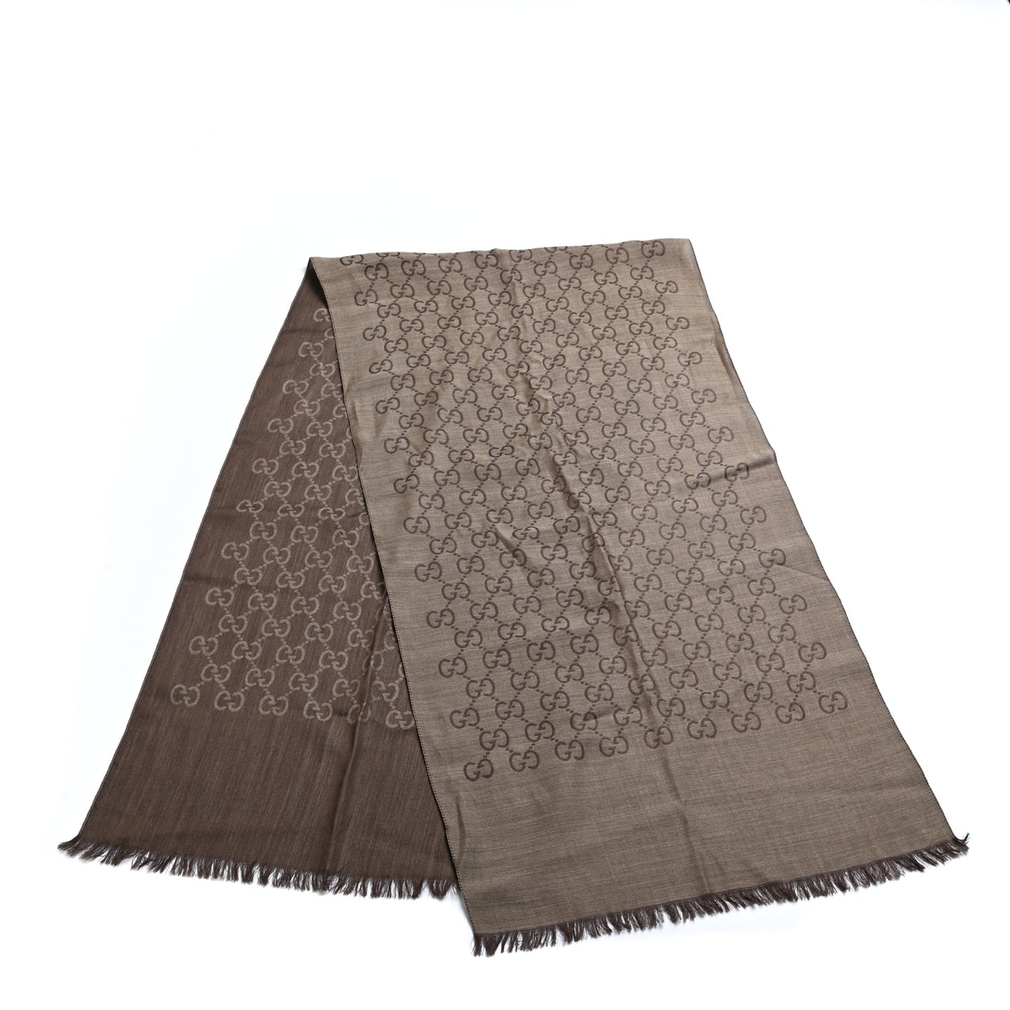 Wool Silk GG Monogram GGNat Scarf Rope Dark Brown