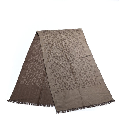 Gucci Wool Silk GG Monogram GGNat Scarf Rope Dark Brown 2 of 4