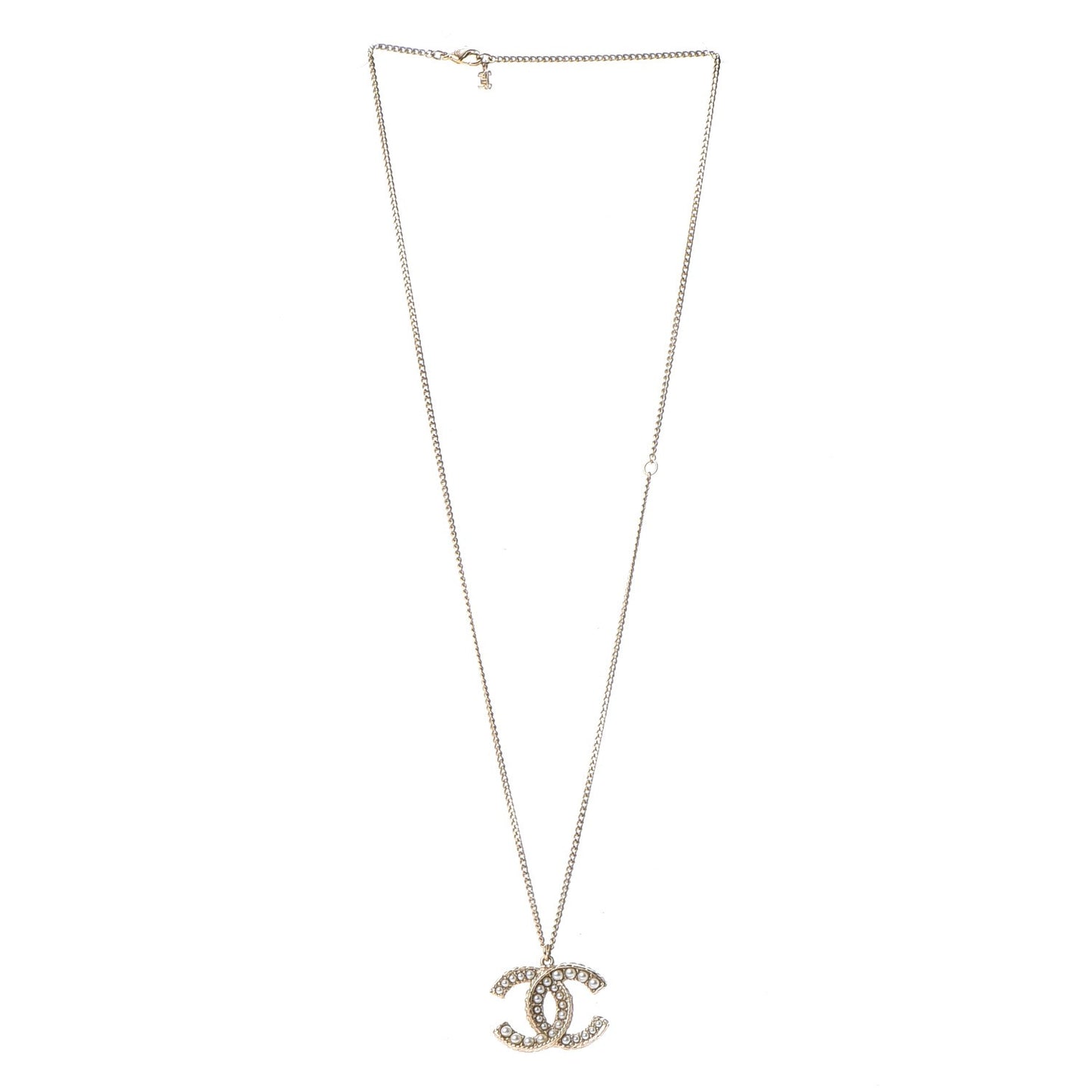 Pearl CC Pendant Necklace Gold