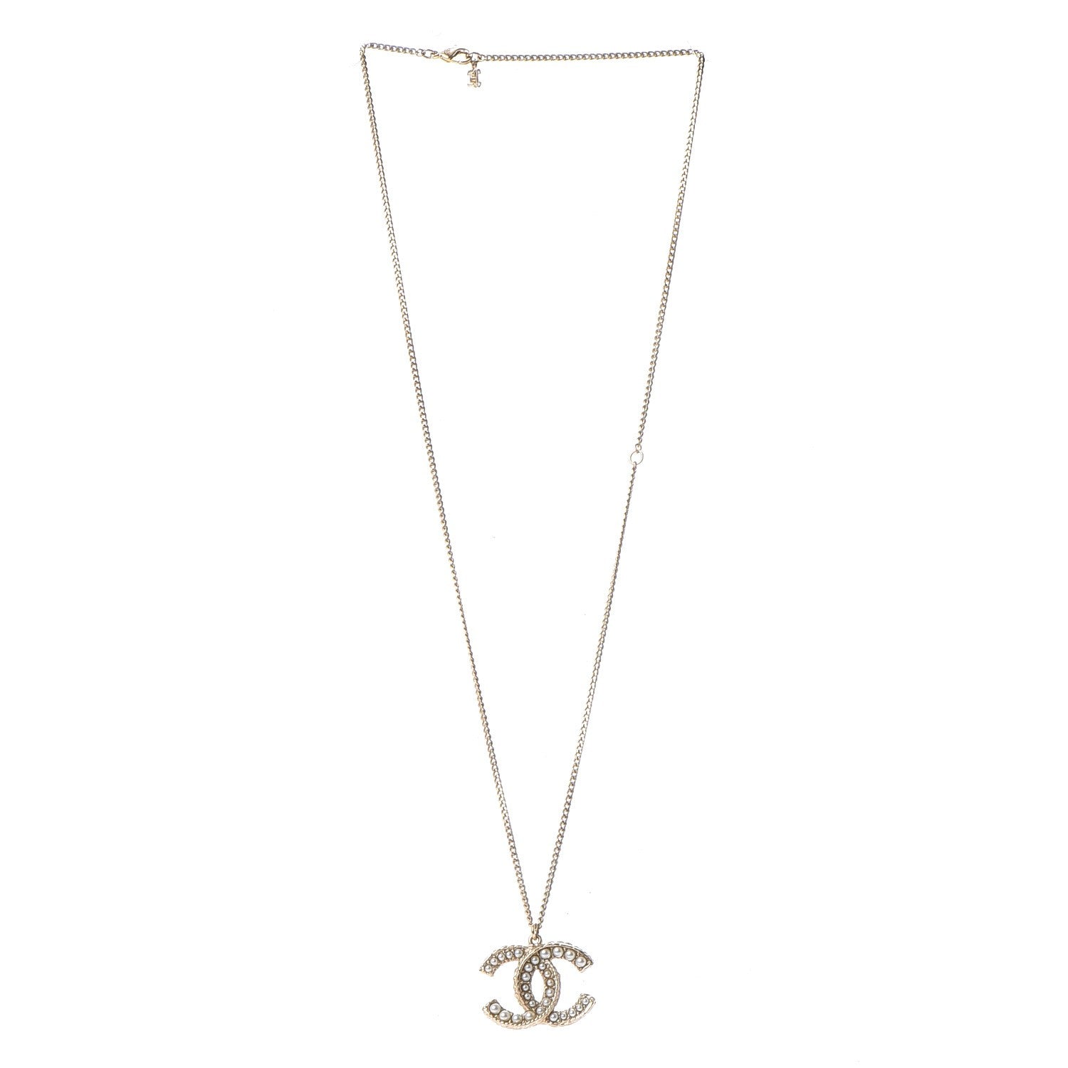 Chanel Pearl CC Pendant Necklace Gold 3 of 6