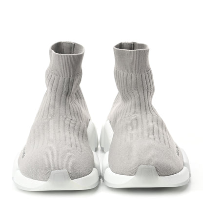 Balenciaga Ribbed Knit Womens Speed 2.0 Transparent Sole Sneakers 39 Baltic Grey White 2 of 8